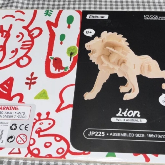 Lion 3D Wooden Puzzle 34 Piece Wild Animal Rowood Ser.Robotime New 7.3x2.75x5.11 - Picture 2 of 13